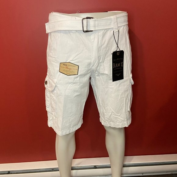 Raw X Other - RAW X Men's White Belted 11.5" Inseam Snap Pocket Cargo Shorts - Size 34 -NWT